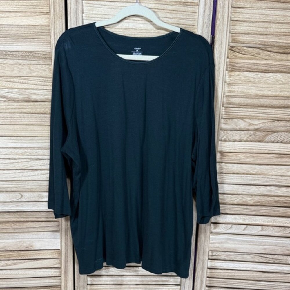 Cj Banks T-Shirt Green Blouse Long Sleeve Size 2X